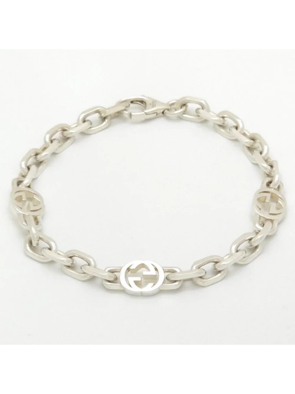 Gucci Interlocking Chain Bracelet 19.3 Shiny Finish Sterling Silver Box
